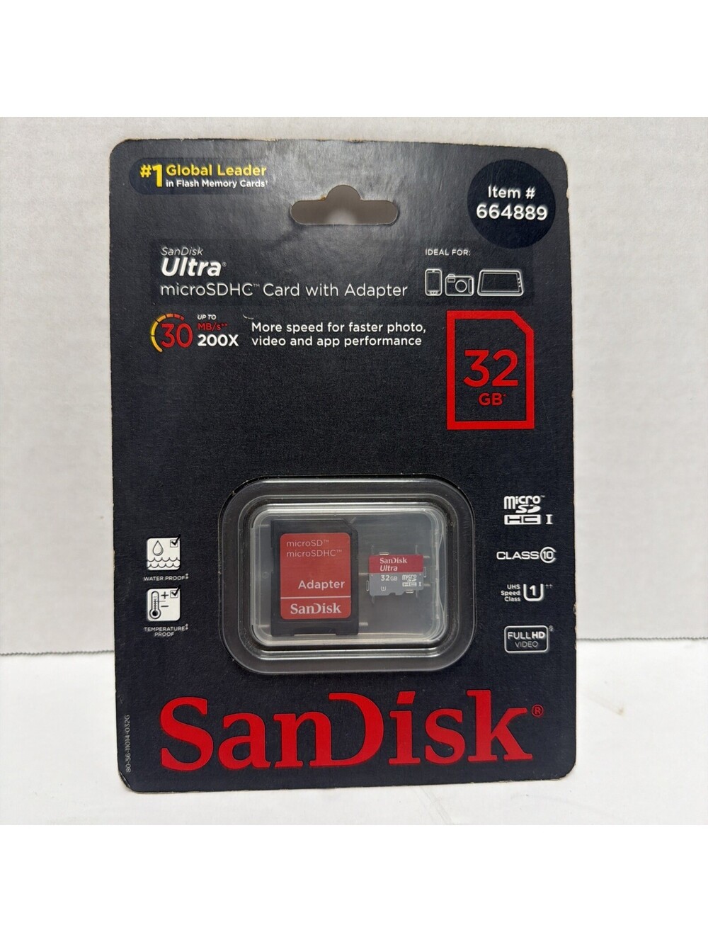 SanDisk Ultra 32GB microSDHC Memory Card with SD Adapter New Sealed Package